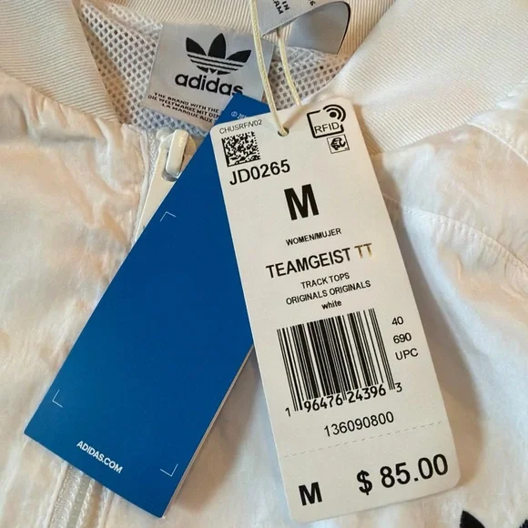 New NWT $85 Adidas Originals Women's M Adicolor Teamgeist Cropped Track Jacket - Picture 5 of 7